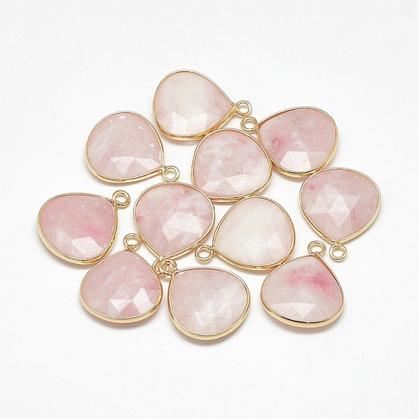 

PandaHall Natural Pink Aventurine Pendants, with Golden Tone Brass Findings, Faceted, teardrop, 23x19x5mm, Hole: 2mm Aventurine Teardrop