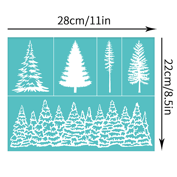 

PandaHall OLYCRAFT 2pcs Self-Adhesive Silk Screen Printing Stencils Winter Forest Pattern Mesh Transfer Stencil Reusable Tree Silkscreen..., Green