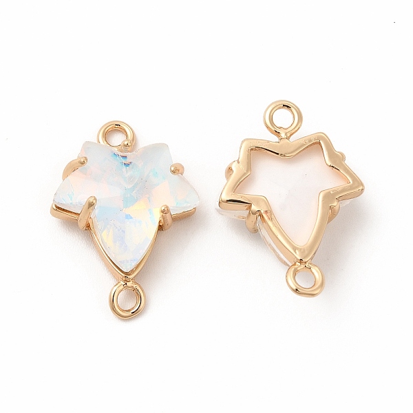 

PandaHall Brass with K9 Glass Connector Charms, Golden Maple Leaf Links, Crystal AB, 20x14x5.5mm, Hole: 1.5mm Brass+Glass Leaf Clear