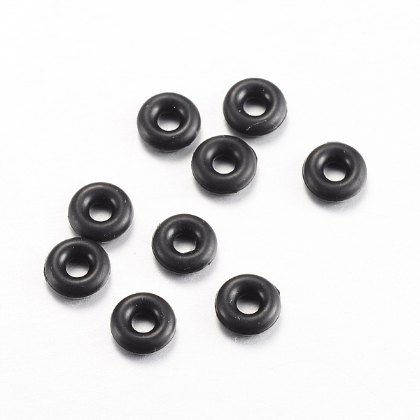 

PandaHall Rubber O Rings, Donut Spacer Beads, Fit European Clip Stopper Beads, Black, 2mm Synthetic Rubber Donut Black