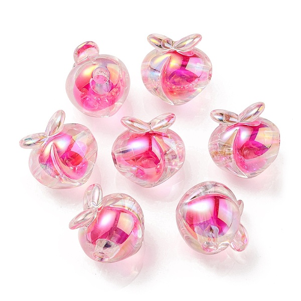 

PandaHall UV Plating Rainbow Iridescent Acrylic Beads, Two Tone Bead in Bead, Peach, Hot Pink, 18x17.5x16mm, Hole: 3.5mm Acrylic Fruit