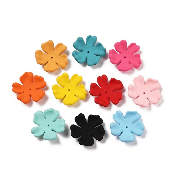 

PandaHall Opaque Spray Painted Acrylic Caps, Flower, Mixed Color, 27.5x26x5mm, Hole: 1.6mm Acrylic Multicolor