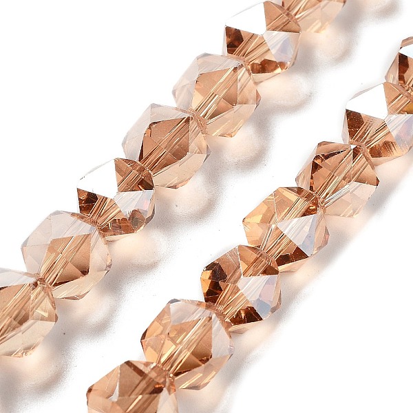 

PandaHall Electroplate Glass Beads Strands, Pearl Luster Plated, Polygon, Sandy Brown, 9x9x9mm, Hole: 1.4mm, about 60pcs/strand, 22.44''...