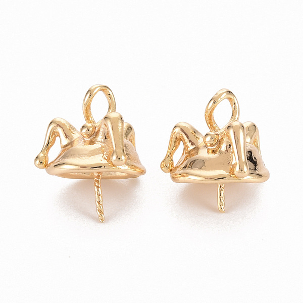 

PandaHall Brass Peg Bails Pendants, Nickel Free, Real 18K Gold Plated, 12.5~14x11x11mm, Hole: 3x1.5mm Brass