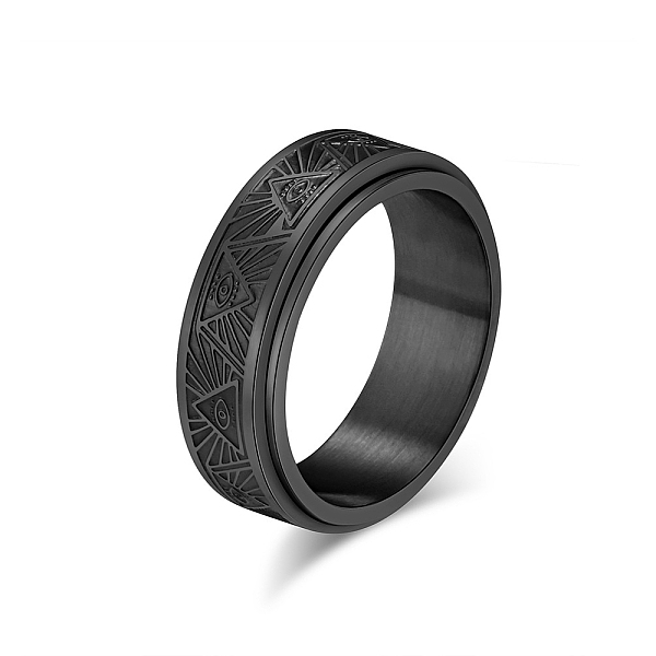 

PandaHall Eye Pattern Titanium Steel Rotating Finger Ring, Fidget Spinner Ring for Calming Worry Meditation, Black, US Size 10(19.8mm)...