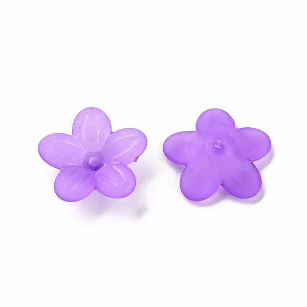 

PandaHall Frosted Acrylic Bead Caps, 5-Petal, Flower, Blue Violet, 19.5x20x5.5mm, Hole: 1.6mm, about 740pcs/500g Acrylic