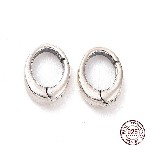 

PandaHall 925 Sterling Silver Spring Gate Rings, Oval, Antique Silver, 9x6x2mm, Inner Diameter: 5x4mm Sterling Silver
