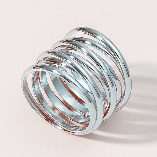 

PandaHall Brass Multi Lines Wide Band Rings, Stainless Steel Color, Inner Diameter: 16mm Brass