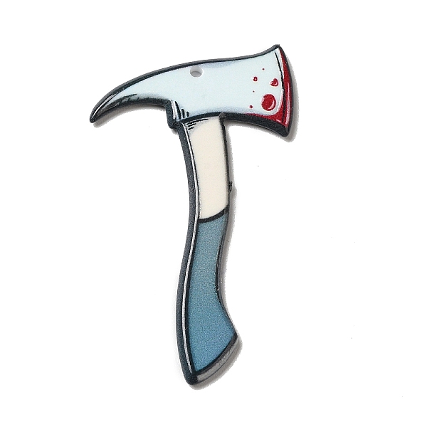 PandaHall Double-sided Printed Acrylic Pendants, Halloween Theme, Honeydew, 53x32x2mm, Hole: 1.5mm Acrylic Tool Green