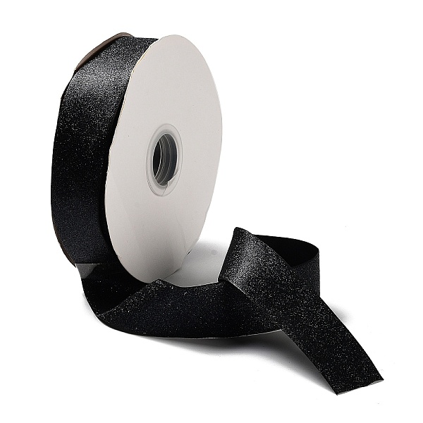 

PandaHall Sparkle Polyester Satin Ribbons, with Glitter Powder, Black, 1-1/2 inch~1-5/8 inch(38~40mm), about 50yards/roll(45.72m/roll)...