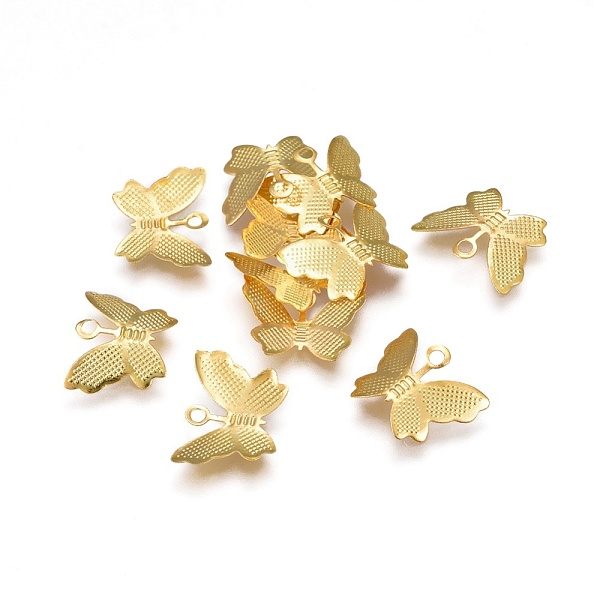 

PandaHall Iron Charms, Butterfly, Golden, 10.8x13.2x0.3mm, Hole: 1.5mm Iron Butterfly