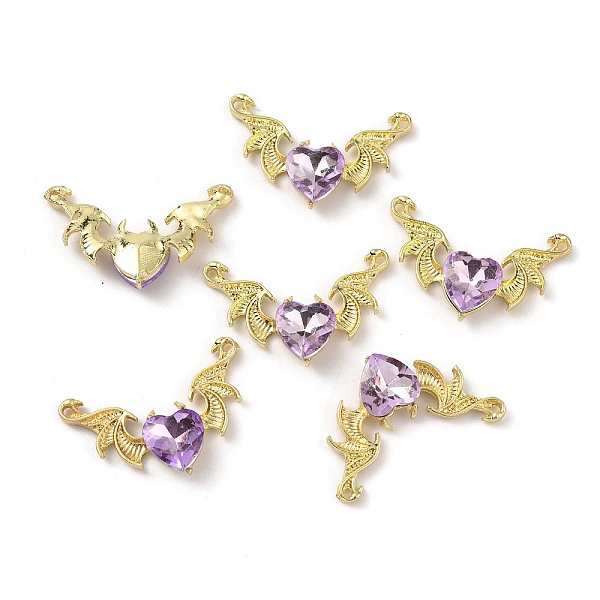 

PandaHall Golden Alloy Connector Charms, with Acrylic Rhinestone, Wing, Violet, 20x31.5~32x6mm, Hole: 1.4mm Alloy+Rhinestone Wing Purple