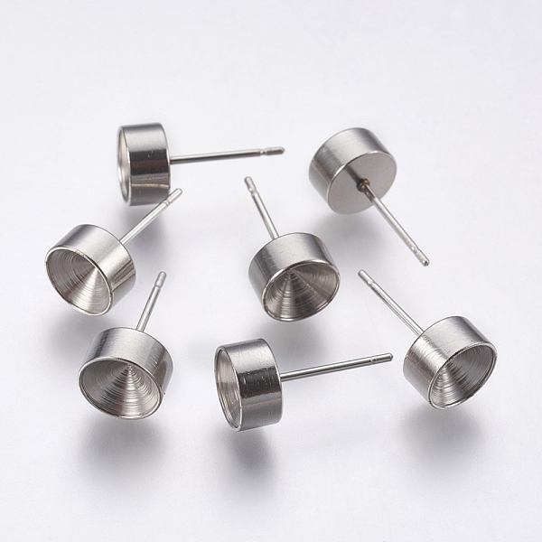 

PandaHall 201 Stainless Steel Stud Earring Findings, Rhinestone Settings, with 304 Stainless Steel Pins, Stainless Steel Color, Tray:7mm...