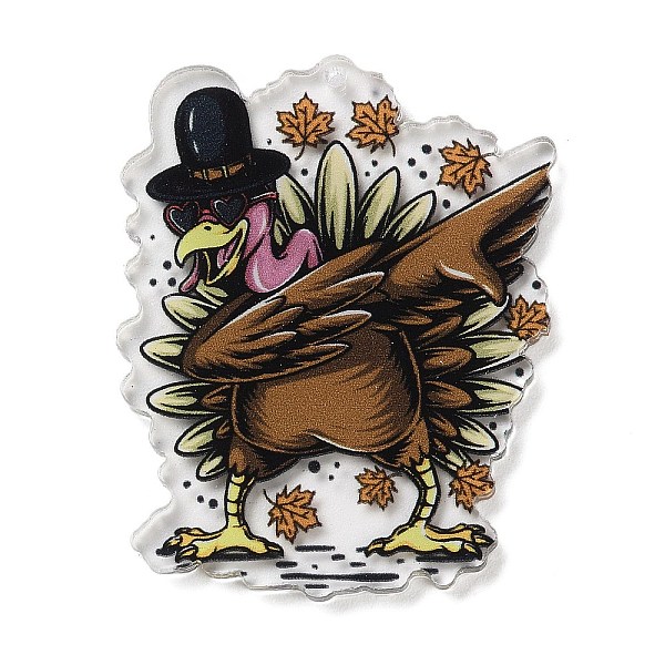

PandaHall Thanksgiving Day Double Sided Printed Acrylic Big Pendants, Turkey, 51x40x3mm, Hole: 2mm Acrylic Others Brown