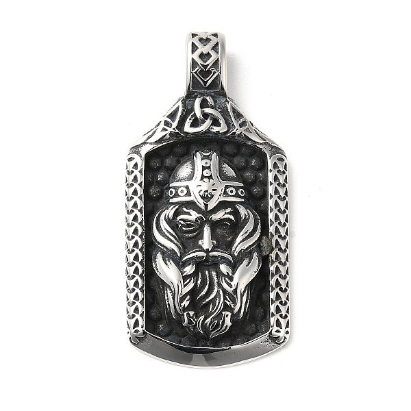 

PandaHall 304 Stainless Steel Manual Polishing Pendants, Norse Odin Viking Talisman Man with Triple Horn, Antique Silver, 47.5x23x5.5mm...