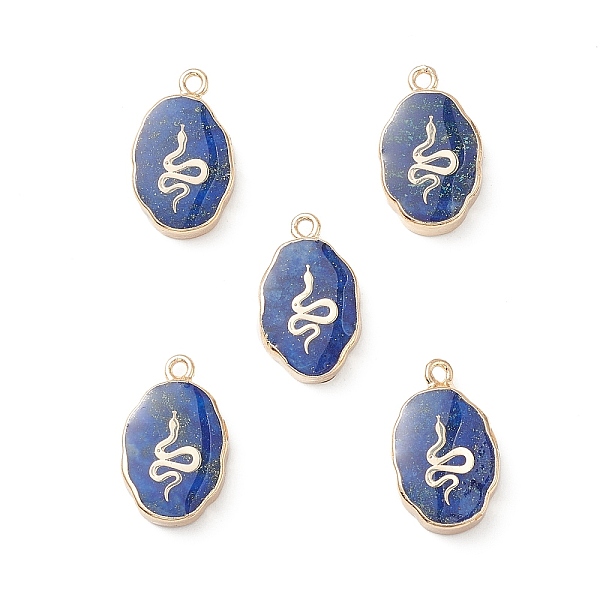 

PandaHall Natural Lapis Lazuli Pendants, Oval Charms with Golden Brass Edge, 22x13x3~5.5mm, Hole: 1.8mm Lapis Lazuli Oval