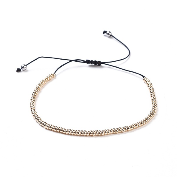 

PandaHall Nylon Thread Braided Beads Bracelets, with Glass Seed Beads and 304 Stainless Steel Beads, Gold, 1-5/8 inch~2-3/4 inch(3.9~7cm)...