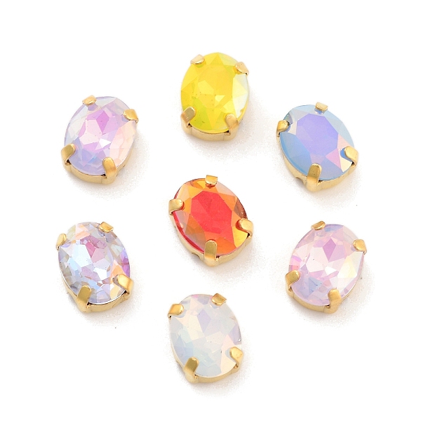 

PandaHall Oval Opal Sew On Rhinestones, Multi-Strand Links, K9 Glass Rhinestone with Brass Prong Settings, Mixed Color, Golden, 10x8x5.5mm..., Multicolor