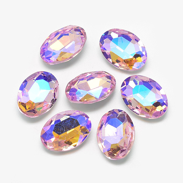 

PandaHall Pointed Back Glass Rhinestone Cabochons, Back Plated, Faceted, AB Color Plated, Oval, Pearl Pink, 18x13x5.5mm Glass Rhinestone...