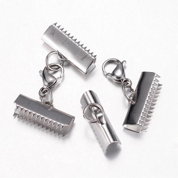 

PandaHall 304 Stainless Steel Lobster Claw Clasps, with Ribbon Ends, Stainless Steel Color, 39mm 304 Stainless Steel Others