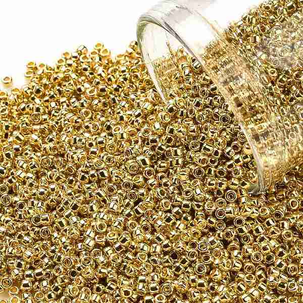 

PandaHall TOHO Round Seed Beads, Japanese Seed Beads, (715) Light Gold Metallic, 15/0, 1.5mm, Hole: 0.7mm, about 15000pcs/50g Glass Purple