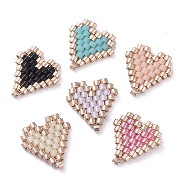 

PandaHall MIYUKI Japanese Seed Beads, Handmade Pendants, Loom Pattern, with Polyester Threads, Heart, Mixed Color, 13x12x1.5mm Glass Heart..., Multicolor