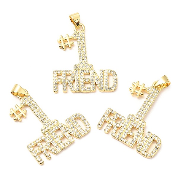 

PandaHall Rack Plating Brass Micro Pave Cubic Zirconia Pendants, Long-Lasting Plated, Lead Free & Cadmium Free, Letter & Number, Real 18K..., Clear