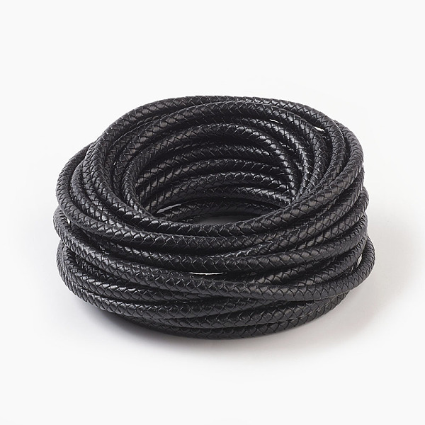 

PandaHall Braided Leather Cord, Leather Jewelry Cord, Jewelry DIY Making Material, Dyed, Round, Black, 6mm, about 10.93 yards(10m)/bundle...