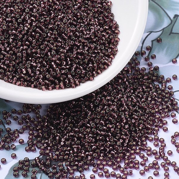 

PandaHall MIYUKI Round Rocailles Beads, Japanese Seed Beads, (RR13) Silverlined Dark Smoky Amethyst, 11/0, 2x1.3mm, Hole: 0.8mm, about..., Purple