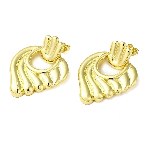 

PandaHall Wing Brass Dangle Stud Earrings, Real 16K Gold Plated, 33x25.5mm Brass Wing