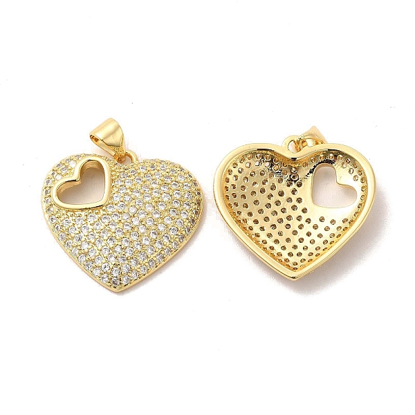 

PandaHall Brass Micro Pave Cubic Zirconia Pendants, Heart Charms, Golden, Clear, 21x22x4mm, Hole: 5x3.5mm Brass+Cubic Zirconia Heart Clear