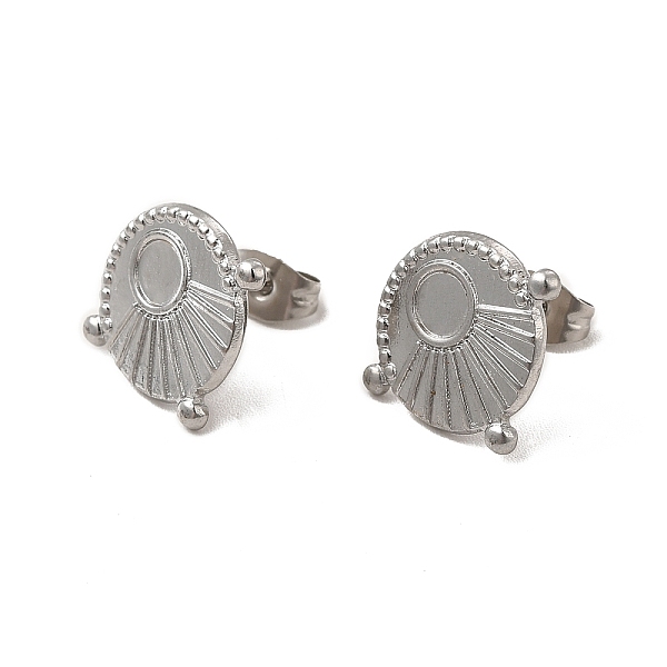 

PandaHall 304 Stainless Steel Stud Earring Cabochon Settings, Flat Round with Sun, Stainless Steel Color, Tray: 4mm, 14x16mm, Pin: 0.8mm 304...