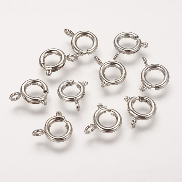 

PandaHall Brass Spring Ring Clasps, Great for Jewelry Making, Platinum, 9mm, Hole: 1.5mm Brass