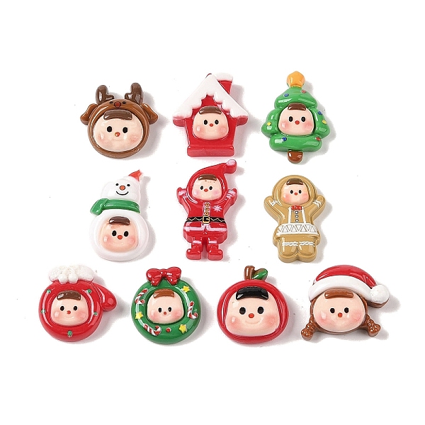 

PandaHall Christmas Opaque Resin Doll Decoden Cabochons, Christmas Tree & Santa Claus & Snowman, Mixed Shapes, Mixed Color..., Multicolor