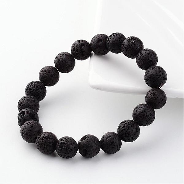 

PandaHall Natural Lava Rock Beads Stretch Bracelets, 55mm Lava Rock Black