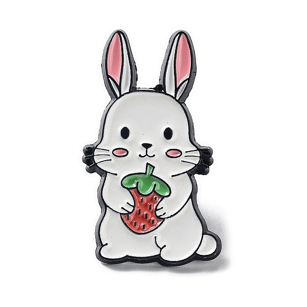 

PandaHall Alloy Enamel Brooch, Animal with Plant Pins, Rabbit with Strawberry, 31x18.5x1.5mm Alloy+Enamel Rabbit