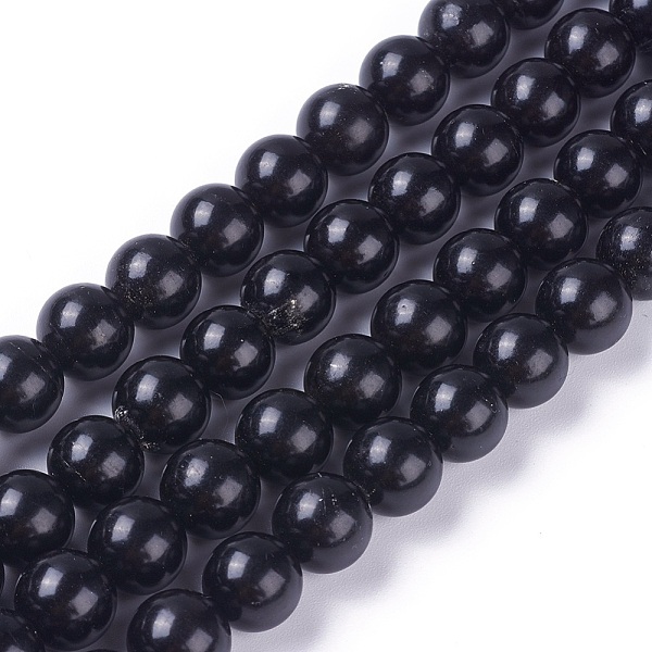 PandaHall Natural Coal Quartz Beads Strands, Round, 10mm, Hole: 1.4mm, about 40pcs/strand, 15.7 inch(40cm) Coal Quartz Round