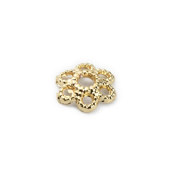 

PandaHall 6-Petal Brass Bead Caps, Flower, Real 18K Gold Plated, 6x1.5mm, Hole: 1.4mm Brass