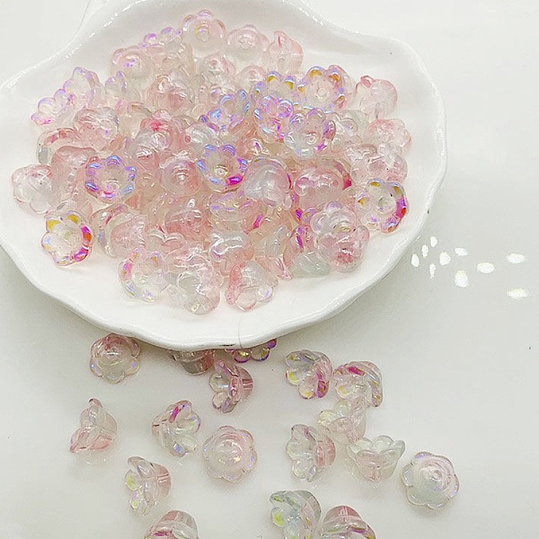 

PandaHall Handmade Lampwork Beads, AB Color, Lily of the Valley, Pink, 12x8mm, Hole: 1.2mm Lampwork Flower Pink