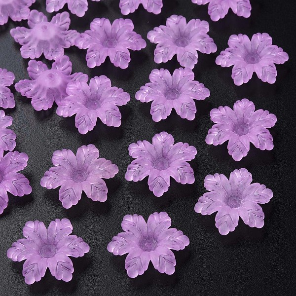 

PandaHall Transparent Acrylic Beads, Frosted, Flower, Violet, 21x19x5.5mm, Hole: 1.6mm, about 930pcs/500g Acrylic Flower Purple