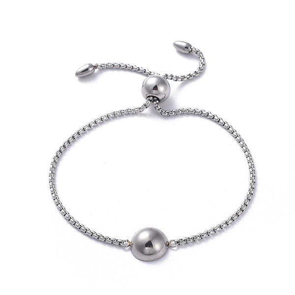 

PandaHall 304 Stainless Steel Bolo Bracelets, Slider Bracelets, with Box Chains, Half Round/Dome, Stainless Steel Color, 10-5/8 inch(27cm)...