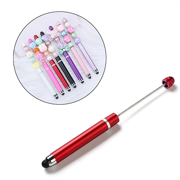 

PandaHall ABS Plastic Touch Screen Stylus, Iron Beadable Pen, for DIY Personalized Pen with Jewelry Bead, FireBrick, 148x10mm Plastic Red