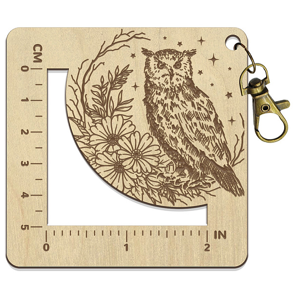 

PandaHall Wooden Square Frame Crochet Ruler, Knitting Needle Gauge, Owl, 7.6x7.6x0.5cm, Hole: 5mm Wood Owl