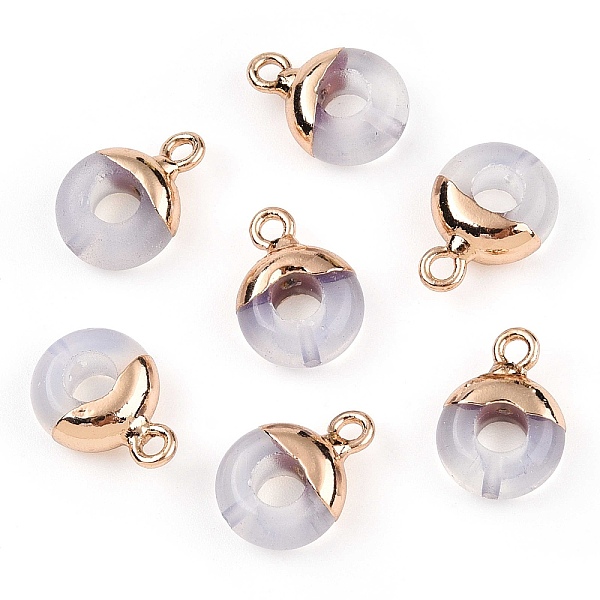 

PandaHall Synthetic Opalite Flat Round/Donut Charms, with Rack Plating Golden Tone Brass Loops, 14x10mm Opalite Donut