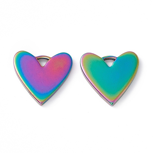 

PandaHall Ion Plating(IP)304 Stainless Steel Pendants, Heart Charms, Rainbow Color, 19x19x2mm, Hole: 2x2mm 304 Stainless Steel Heart