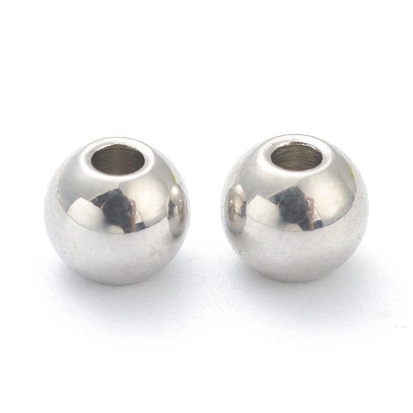 

PandaHall 202 Stainless Steel Beads, Round, Stainless Steel Color, 4x3.5mm, Hole: 1.2mm 202 Stainless Steel Round