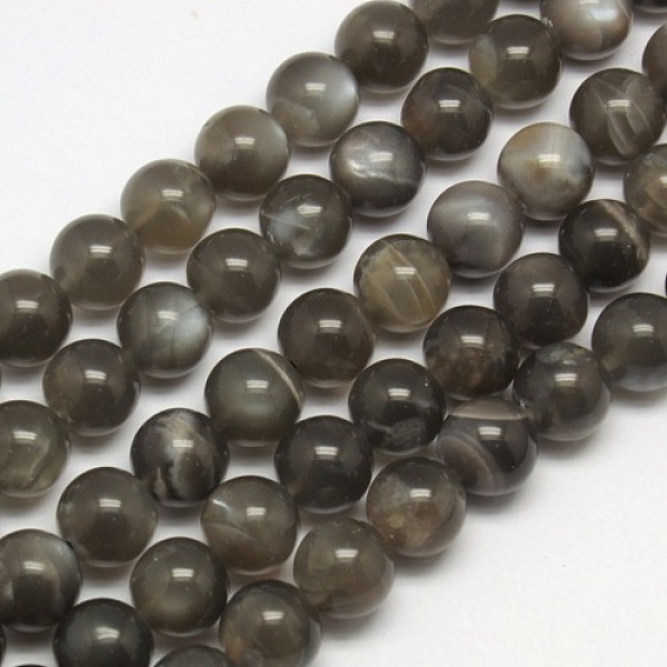 

PandaHall Natural Black Moonstone Beads Strands, Round, 10mm, Hole: 1mm, about 39pcs/strand, 15.7 inch Black Moonstone Round Black
