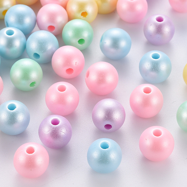 

PandaHall Opaque Acrylic Beads, Round, Mixed Color, 10x9mm, Hole: 2mm, about 940pcs/500g Acrylic Round Multicolor