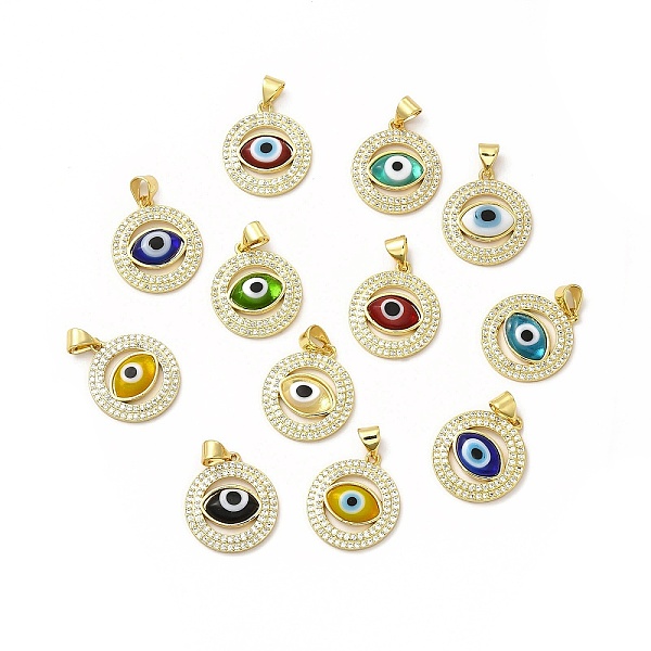 

PandaHall Rack Plating Real 18K Gold Plated Brass Micro Pave Clear Cubic Zirconia Pendants, with Handmade Lampwork, Cadmium Free & Lead Free..., Multicolor