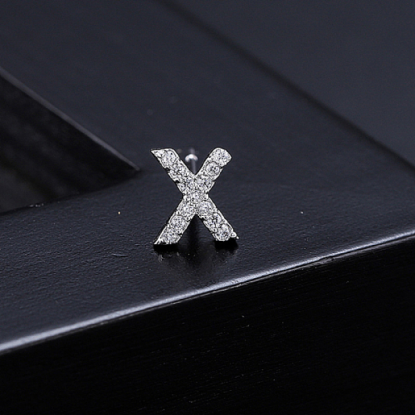 

PandaHall Platinum Brass Micro Pave Cubic Zirconia Stud Earrings, Initial Letter, Letter X, No Size Cubic Zirconia Letter X Clear